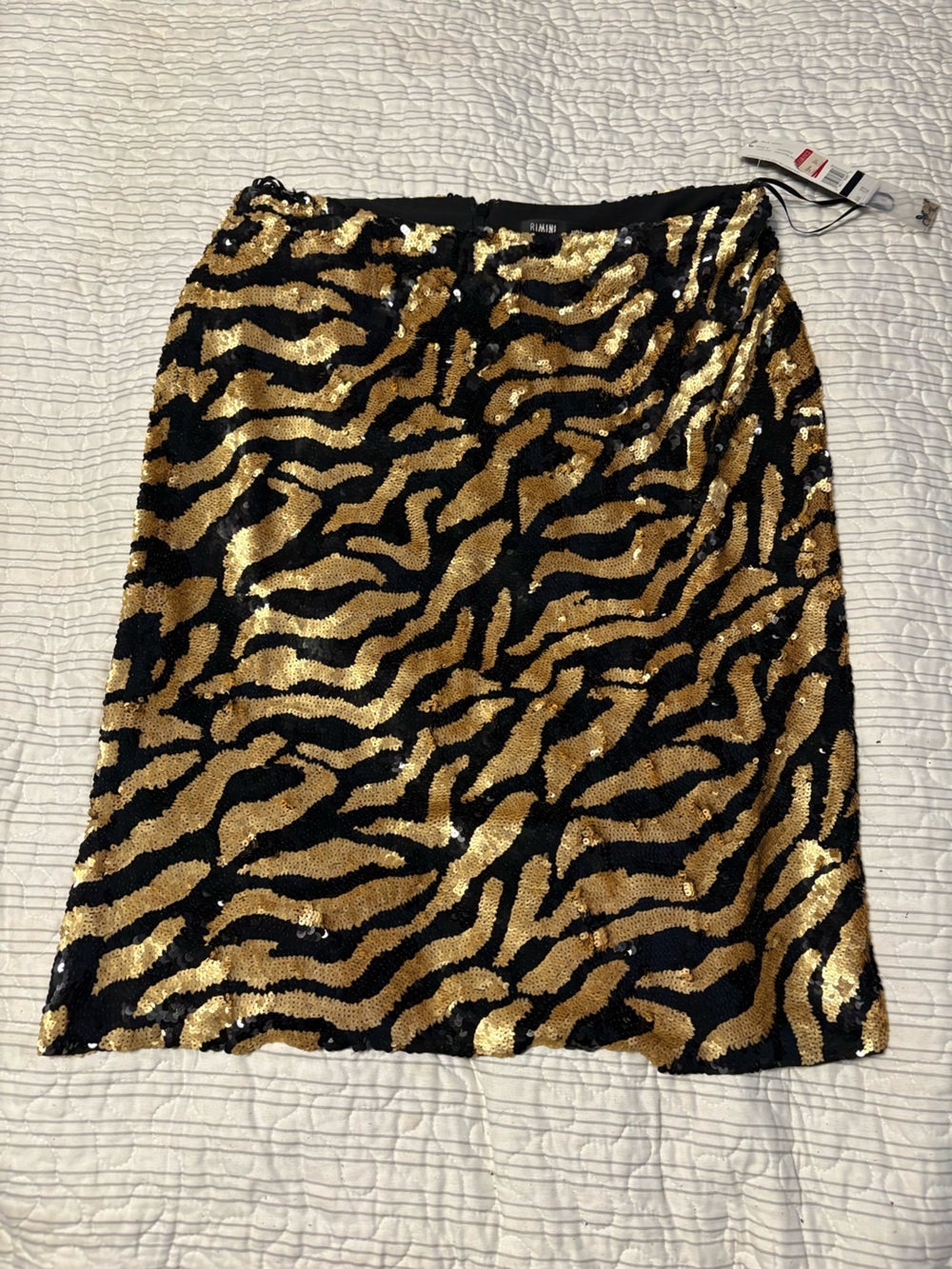 Vintage Rimini Black & Gold Silk & Full Sequin Zebra Mini Skirt